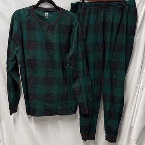 Men’s Green and Black Plaid Pajama Set